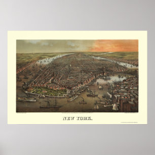 Poster Battery Park, NY Panorâmica Map - 1873