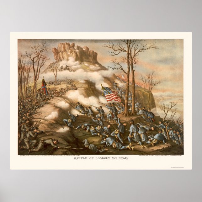 Pôster Battle of Lookout Mountain by Kurz & Allison 1863 (Frente)