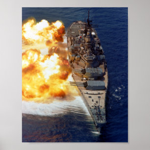 Poster Battleship USS Iowa Broadside - 1984
