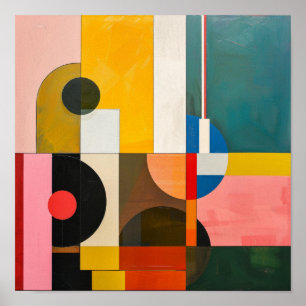 Poster bauhaus arte abstrato colorida moderna