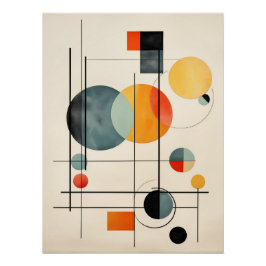 Pôster Bauhaus Geometric Abstract Composition