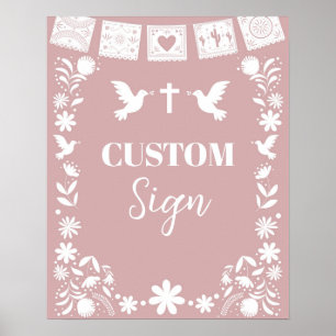Poster BAUTIZO Rosa Cielito Lindo