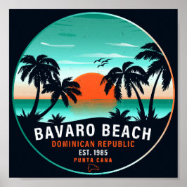 Poster Bavaro Beach Dominicana Retro Sunset Souvenir 60 a
