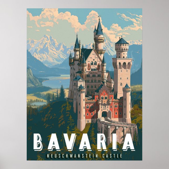 Poster Baviera: Castelo Neuschwanstein (Frente)