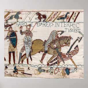 Poster Bayeux Tapeçaria King Harold é morto Arrow in e