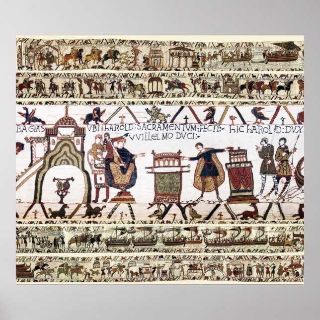Poster BAYEUX TAPESTRY Harold fez juramento sobre Relíqui (Frente)