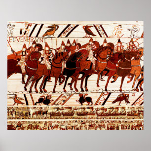 POSTER BAYEUX TAPESTRY NORMAN ARMY, KNIGHTS HORSEBACK