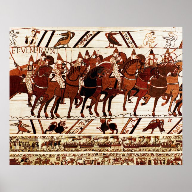 POSTER BAYEUX TAPESTRY NORMAN ARMY, KNIGHTS HORSEBACK (Frente)