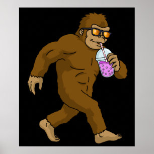 Poster Bble Tea Gift Kids Bigfoot Boba Tea Bubble Tea