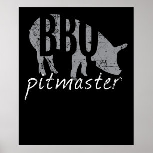 Poster BBQ BBQ Pitmaster Pig Grilling Grill Fars Day
