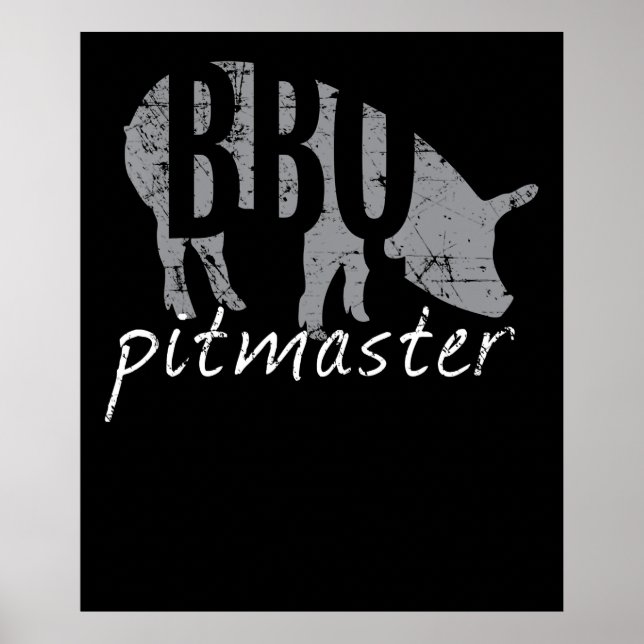 Poster BBQ | BBQ Pitmaster Pig Grilling Grill Fars Day (Frente)