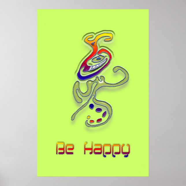 Poster Be Happy Alien, Abstract (Frente)