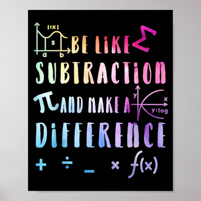 Poster Be Like Subtraction Math Quote For Teachers Studen (Frente)