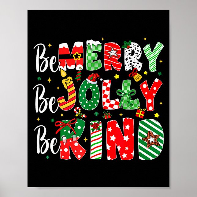 Poster Be Merry Be Jolly Be Kind Merry Christmas Teacher  (Frente)