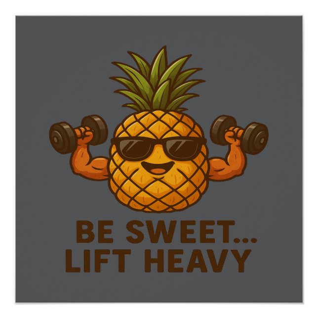 Pôster Be Sweet Lift Heavy Pineapple Gym Fitness Funny (Frente)