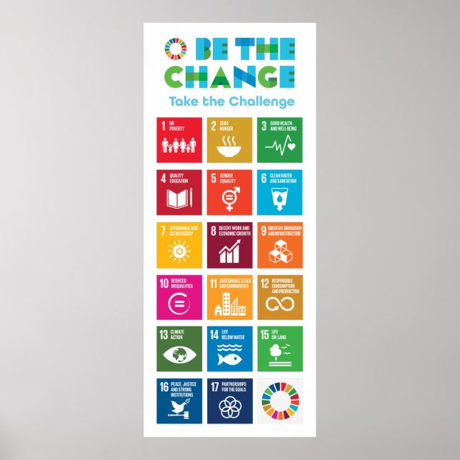 Poster Be the Change Take the Challenge Global Goals (Frente)