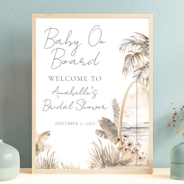 Poster Beach Baby On Board Baby Shower Welcome Sign (Beach Baby On Board Baby Shower Welcome Sign)