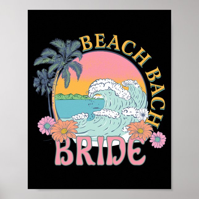 Poster Beach Bach Bride Bridesmaid Retro Summer Bachelore (Frente)