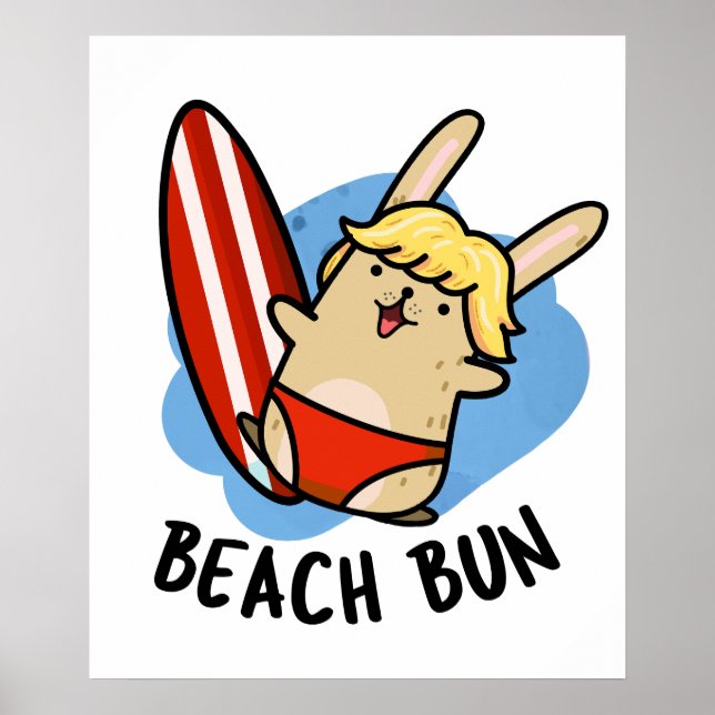 Poster Beach Bun Funny Bunny Pun (Frente)