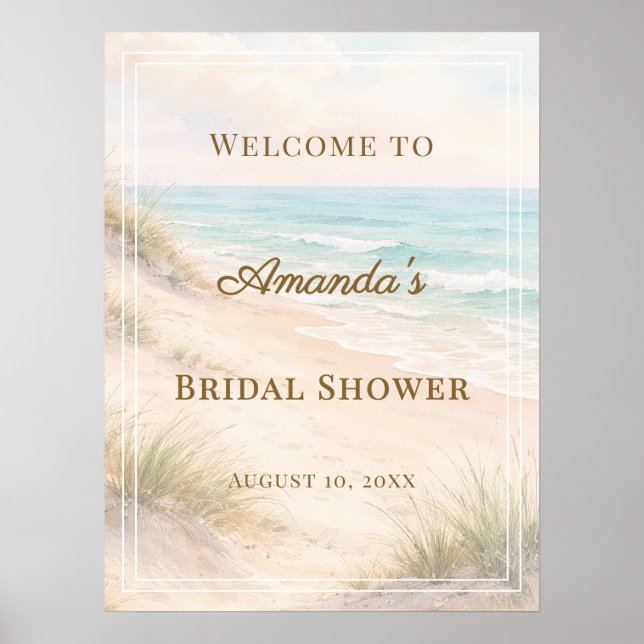 Poster Beach coastal Bridal Shower welcome (Frente)