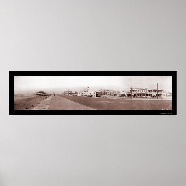 Poster Beach Galveston, Foto TX 1910 (Frente)