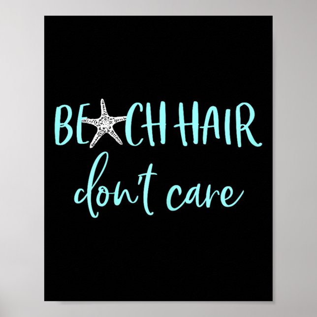Poster Beach Hair Don't Care - Cute Funny Summer Vacation (Frente)