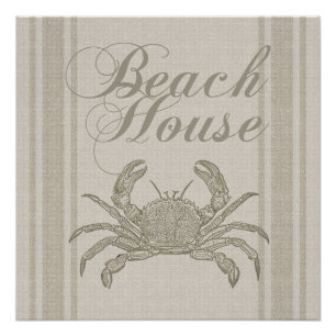 Pôster Beach House Carab Seashore Coastal Vintage