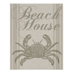 Pôster Beach House Crab Seashore