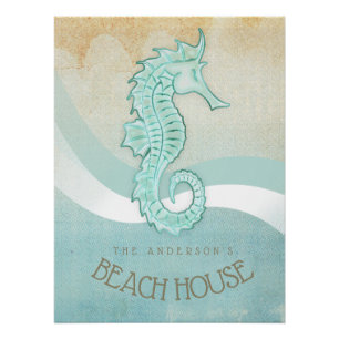Pôster Beach House Mar Aqua Blue ID623
