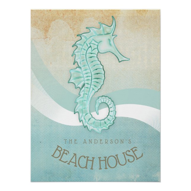 Pôster Beach House Mar Aqua Blue ID623 (Frente)