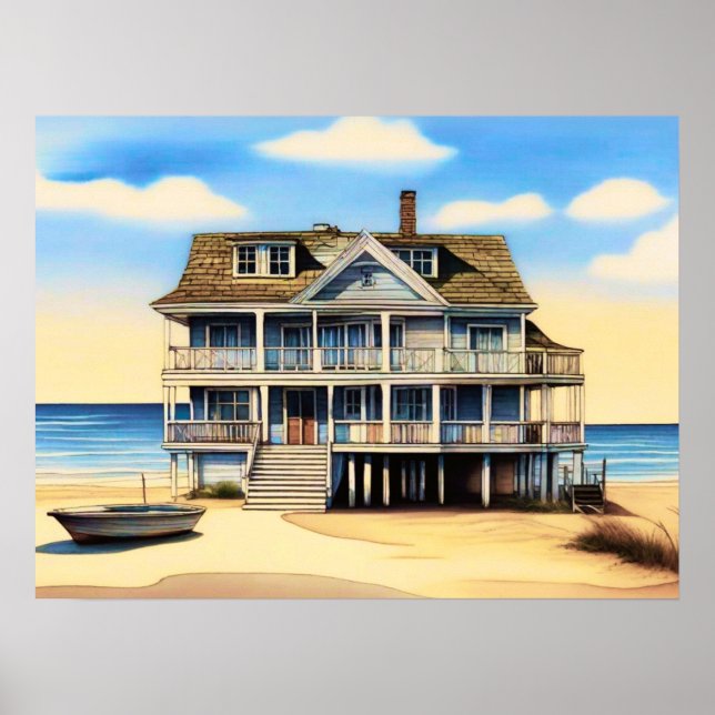 Poster Beach House na areia (Frente)