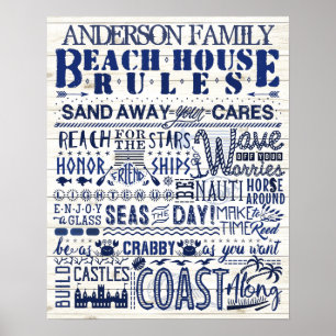 Poster Beach House Regimento Família Personalizada Coste