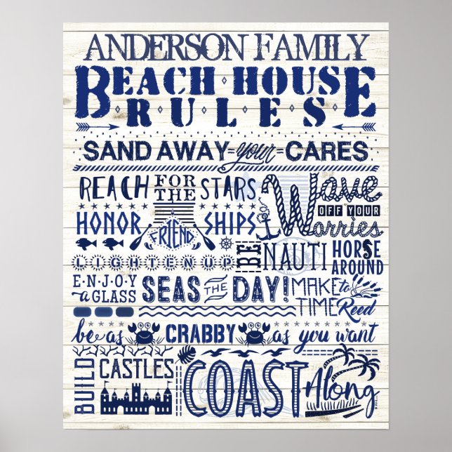 Poster Beach House Regimento Família Personalizada Costei (Frente)
