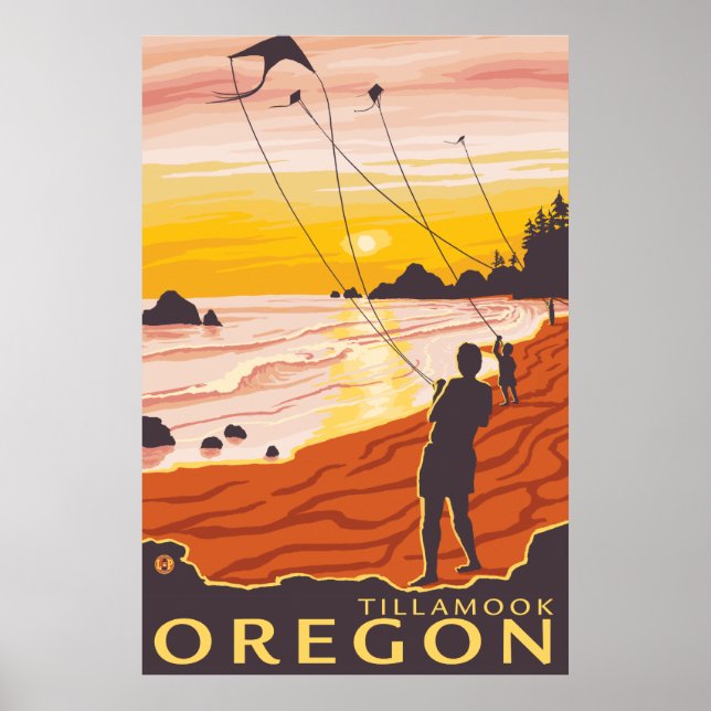 Poster Beach & Kites - Tillamook, Oregon (Frente)