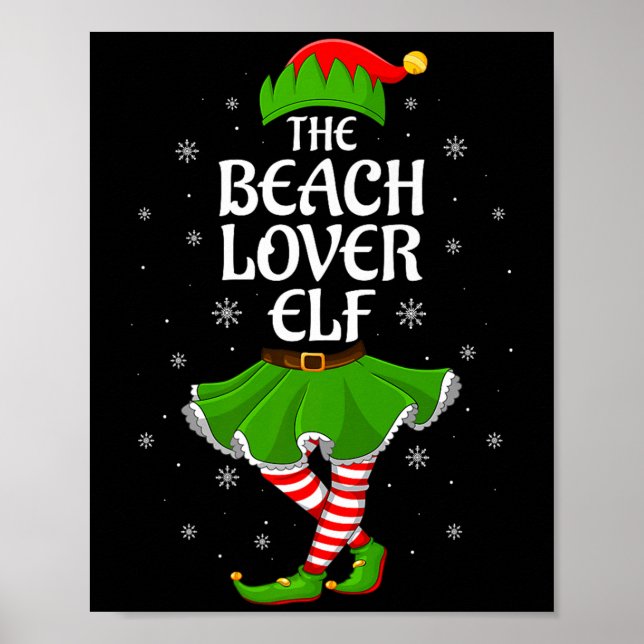 Poster Beach Lover Elf Christmas Family Girls Women Elf S (Frente)