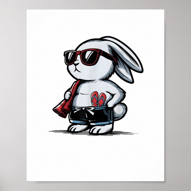 Poster Beach Rabbit Bunny Beach-Goer Summer (Frente)