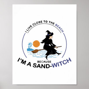 Poster Beach Sand-Witch para a Festa de Halloween