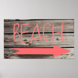 Poster Beach This Way Faux Wood