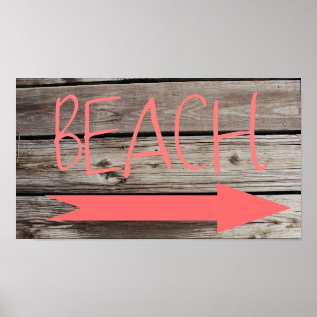 Poster Beach This Way Faux Wood (Frente)
