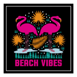 Pôster Beach Vibes Pink Flamingos-19501