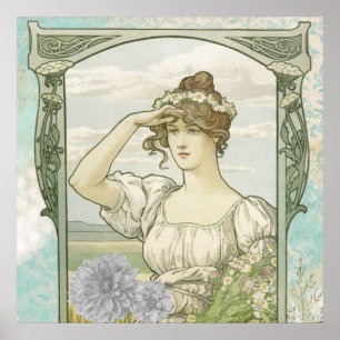 Poster *~* Beach Vintage Victorian AR23 Woman Art Nouveau