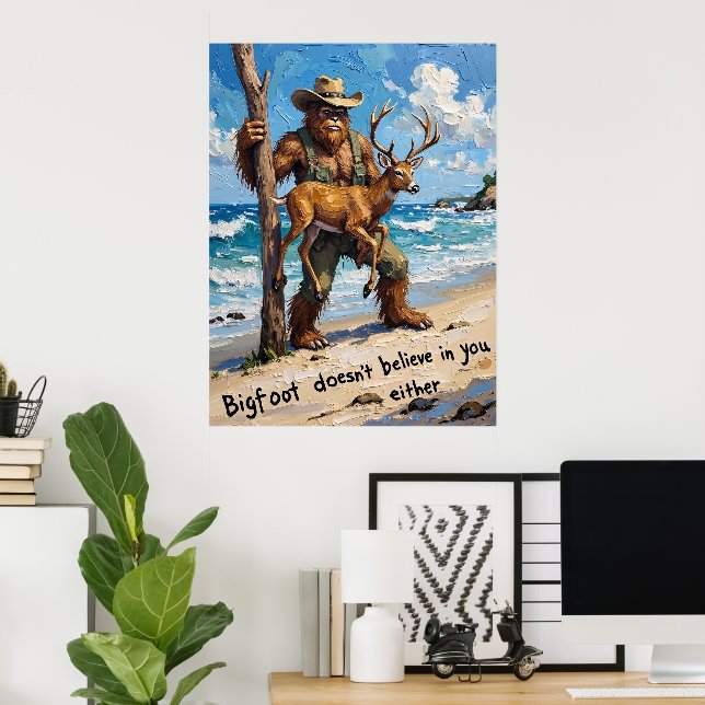 Poster Beachcomber Bigfoot: Um Encontro Inesperado (Escritório em casa)