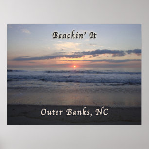Poster Beaching It Outer Banks Carolina do Norte