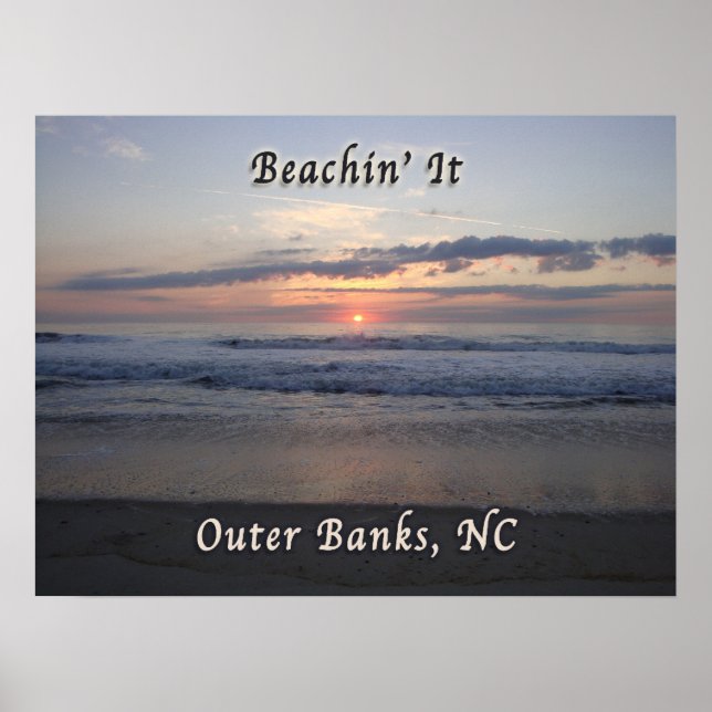 Poster Beaching It Outer Banks Carolina do Norte (Frente)