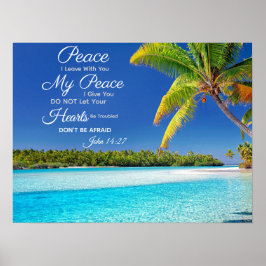 Poster Beachside Cook Island - John 14:27 Verso da Bíblia
