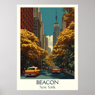 Poster Beacon New York Vintage Main Street Viagem Art