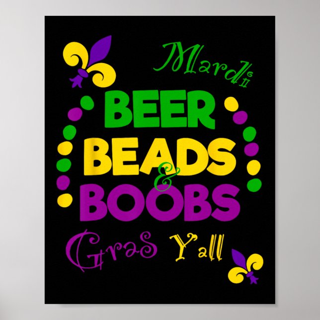 Poster Bead Bead Breast Engraçado Festa de Carnaval Homen (Frente)