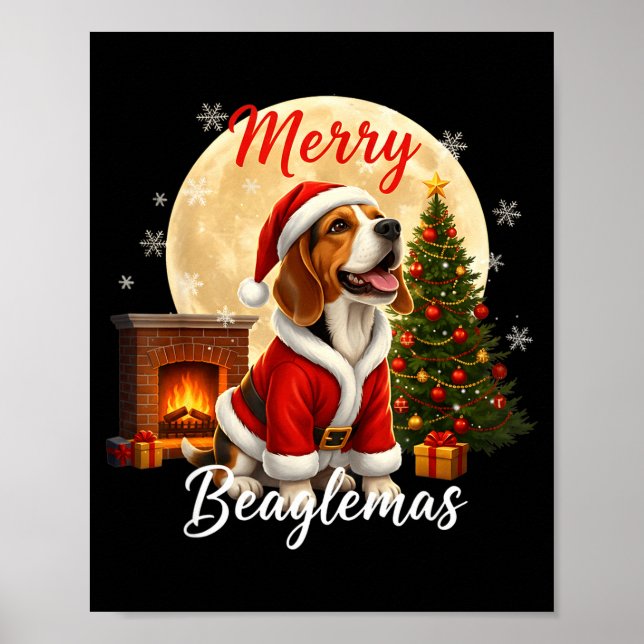 Poster Beagle Christmas Beagle Costume Beagle Xmas Merry  (Frente)