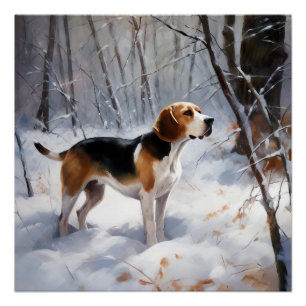Pôster Beagle Deixe-O Neve Natal