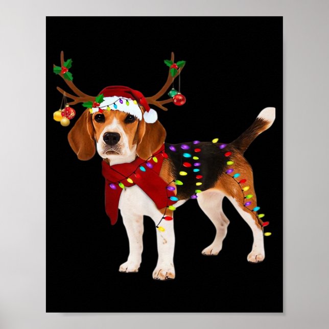Poster beagle dog christmas Classic T-Shirt (Frente)